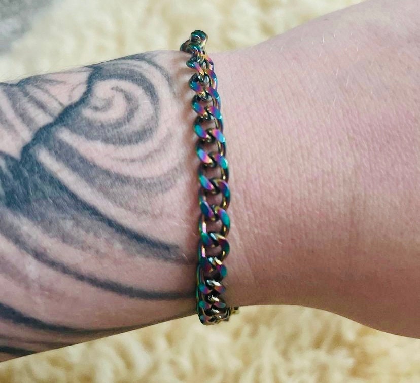 Rainbow Locking Chain Bracelet or Anklet - Multiple Sizes Available