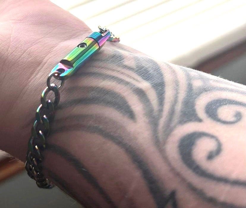 Rainbow Locking Chain Bracelet or Anklet - Multiple Sizes Available